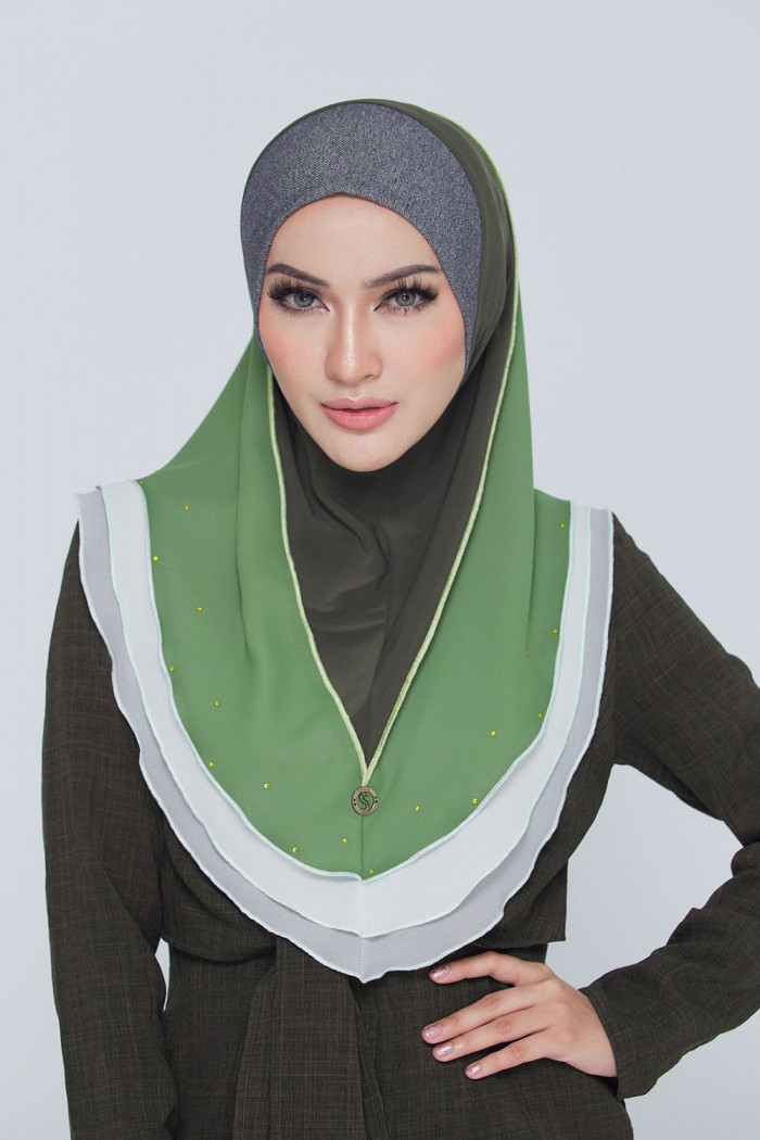 3 Layer Hijab MINT FUDGE Soft Visor